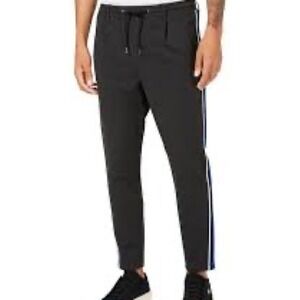 Jack & Jones Mens Size 32 Dark Grey Stripe Trousers